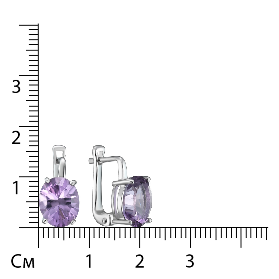 Серебряные серьги 925 пробы; вставки 2 Аметист 4,75 ct;