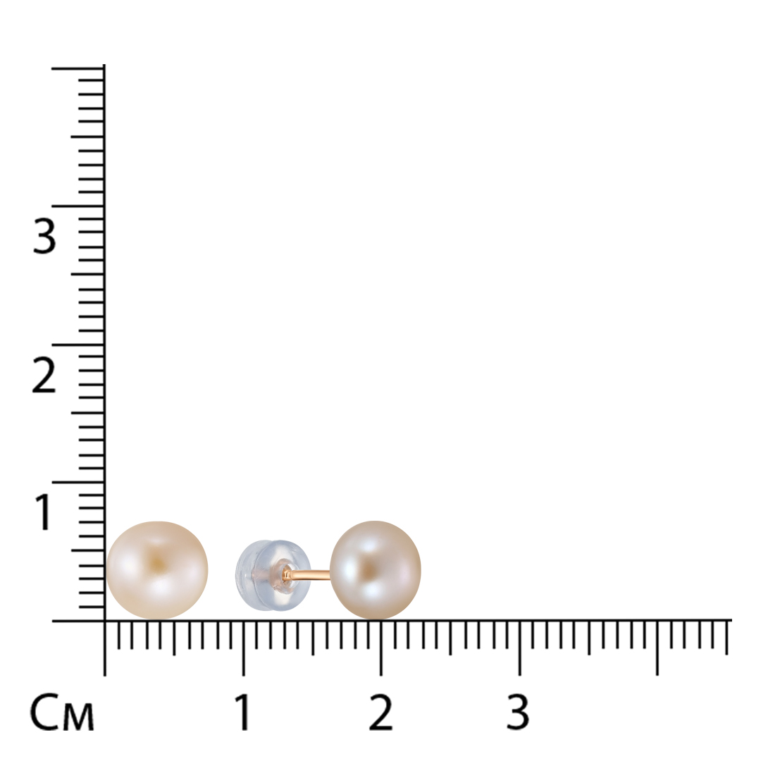 Серьги-пусеты из золота с розовым жемчугом