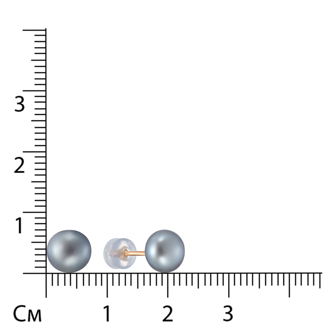 Серьги-пусеты из золота с серым жемчугом