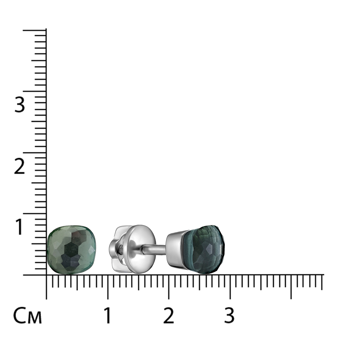 Серебряные серьги-пусеты 925 пробы; вставки 2 Празиолит;
