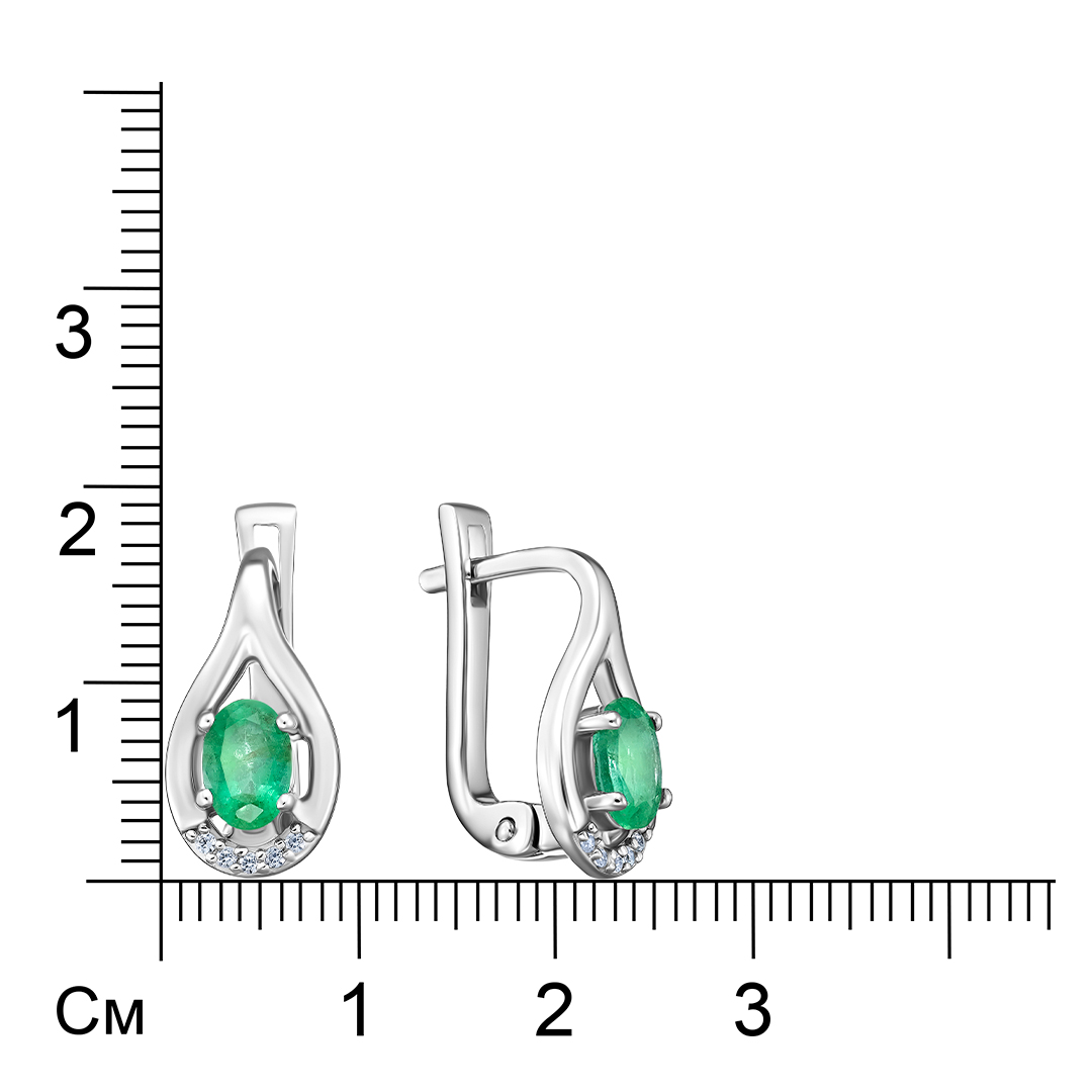 Серебряные серьги с изумрудами