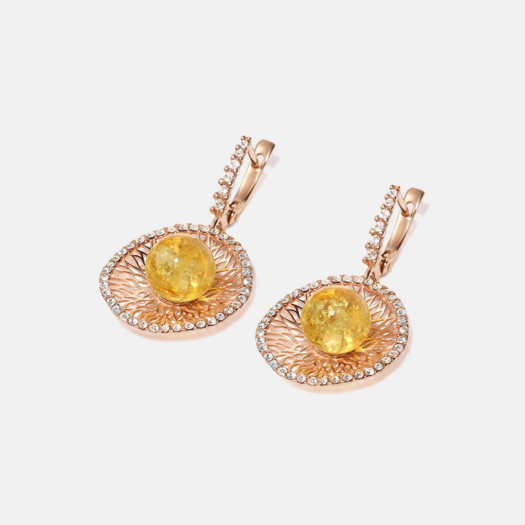 Серебряные серьги с янтарем