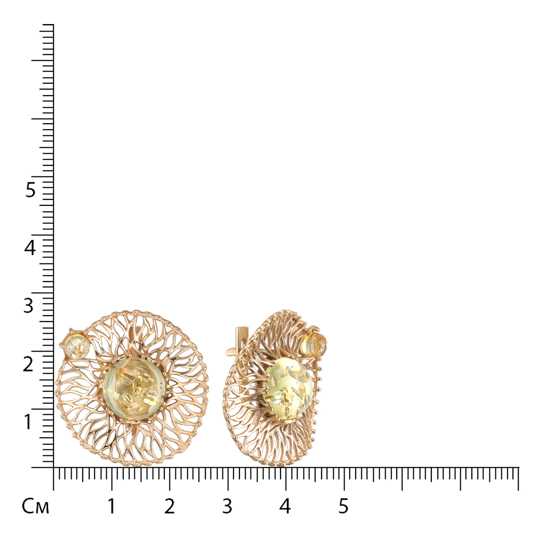 Серебряные серьги 925 пробы; вставки 2 Янтарь;