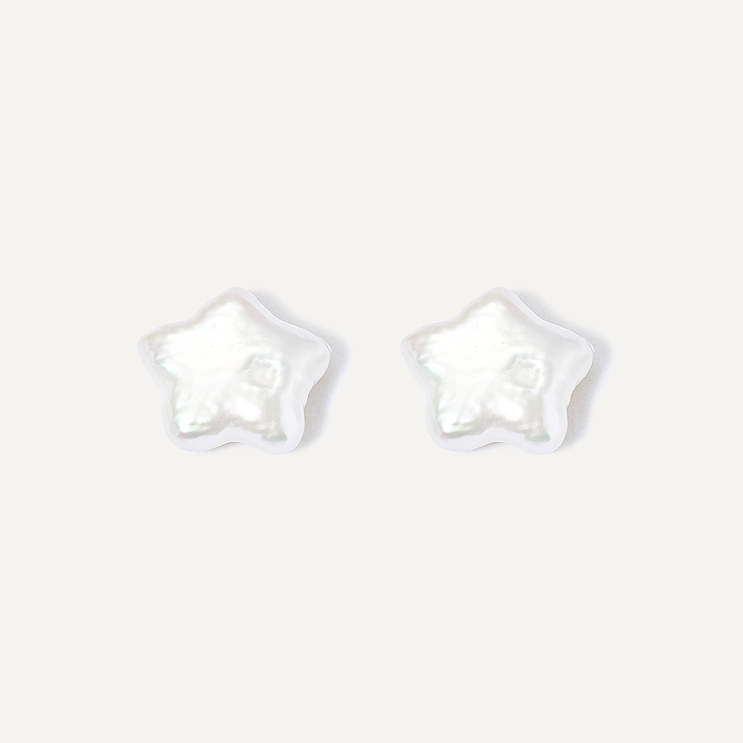 Серьги-пусеты из золота с жемчугом Кеши "Звезды"