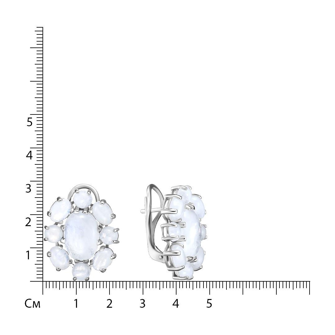 Серебряные серьги с лунными камнями