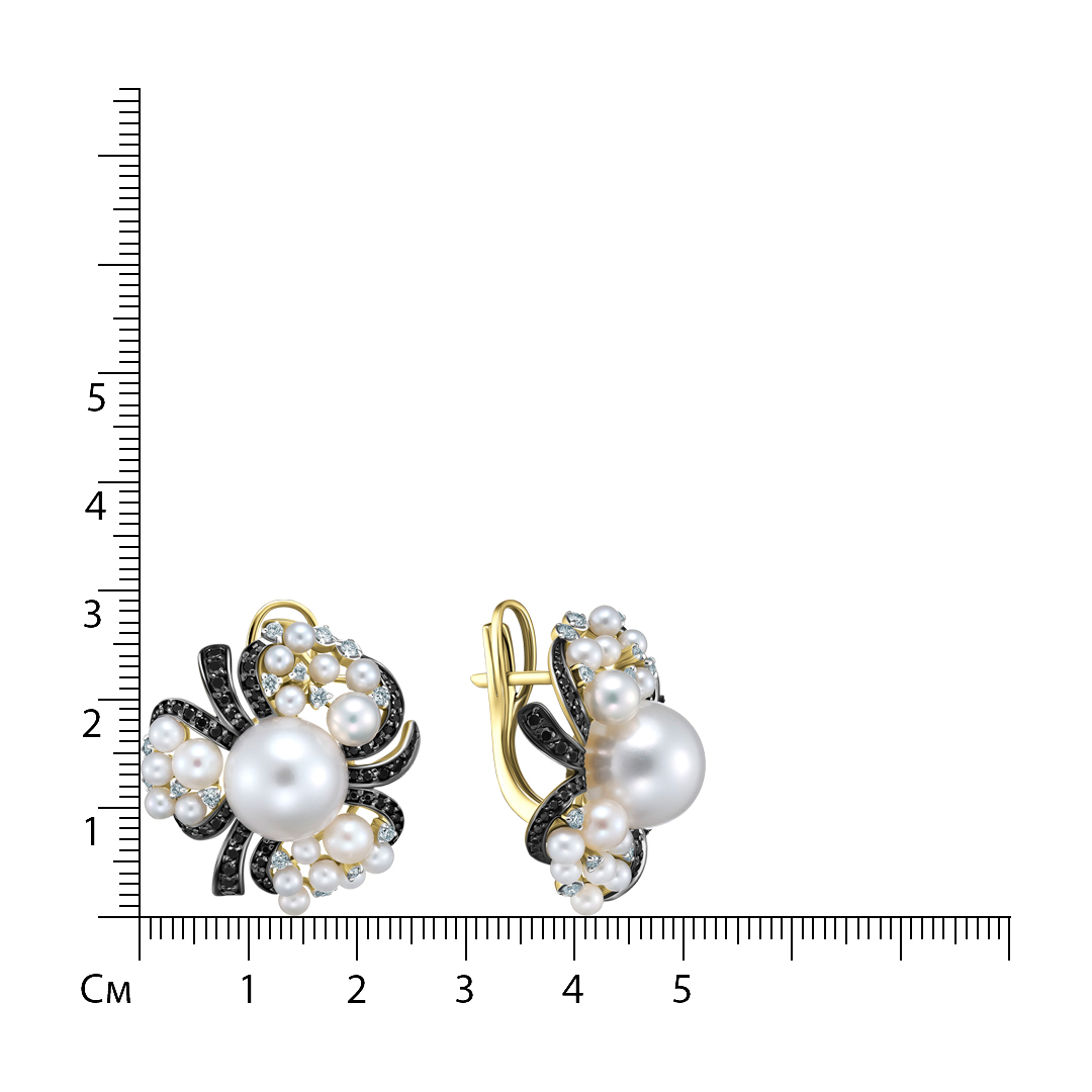 Серьги из желтого золота с жемчугом