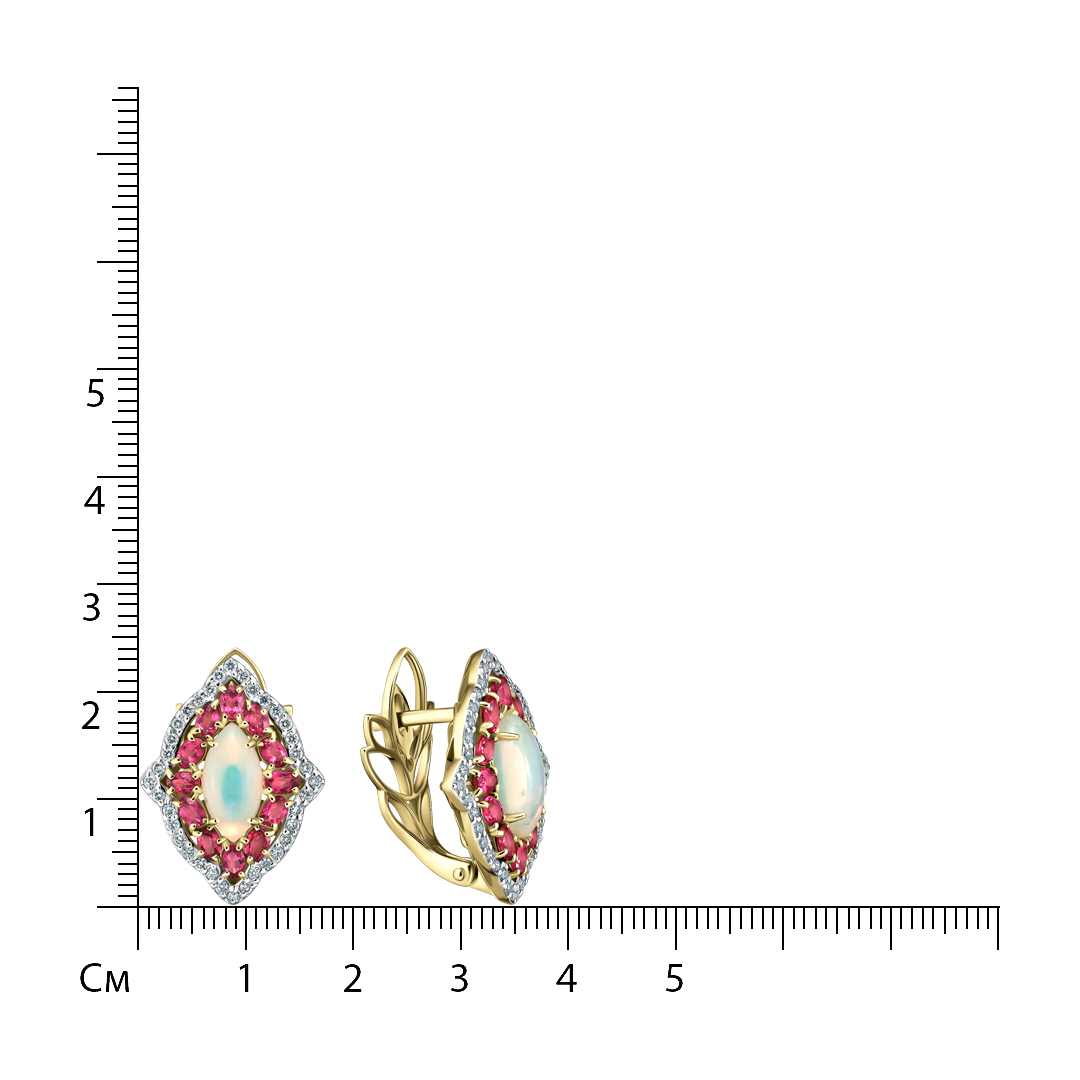 Серьги из желтого золота с опалами