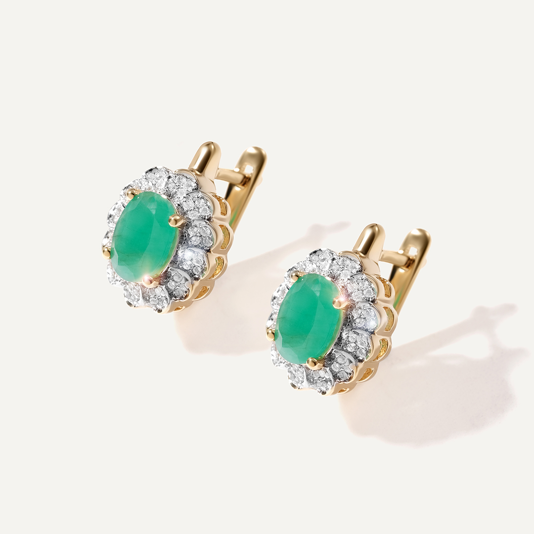 Серебряные серьги с изумрудами