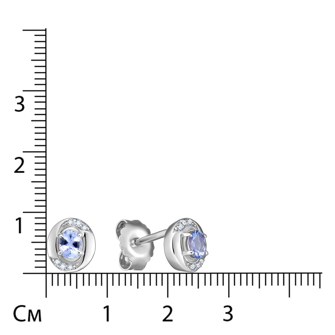 Серебряные серьги-пусеты с танзанитами
