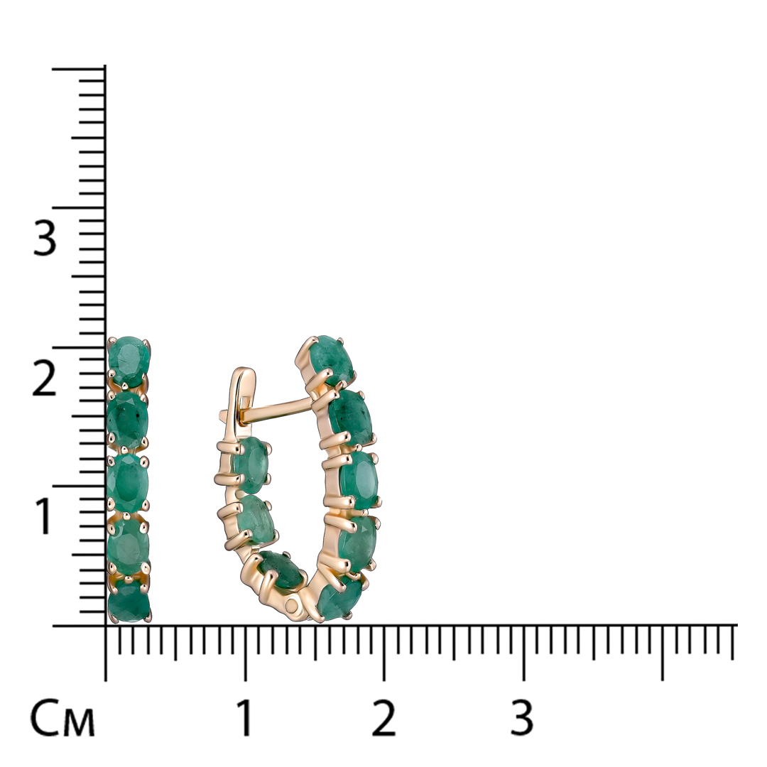 Серебряные серьги 925 пробы; вставки 16 Изумруд (F) 2,24 ct 3/Г3;