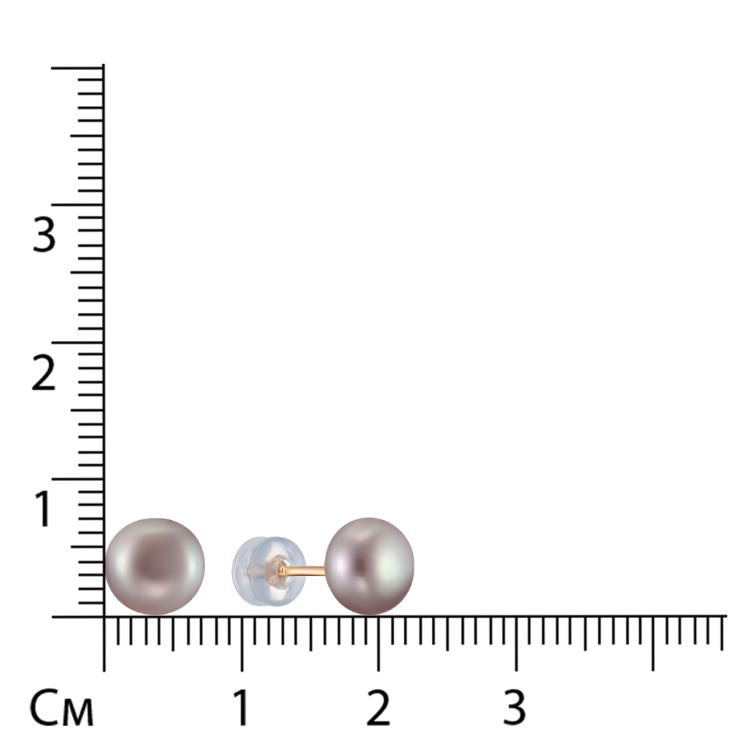 Серьги-пусеты из золота с розовым жемчугом