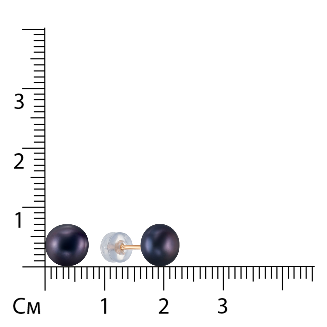 Серьги-пусеты из золота с черным жемчугом