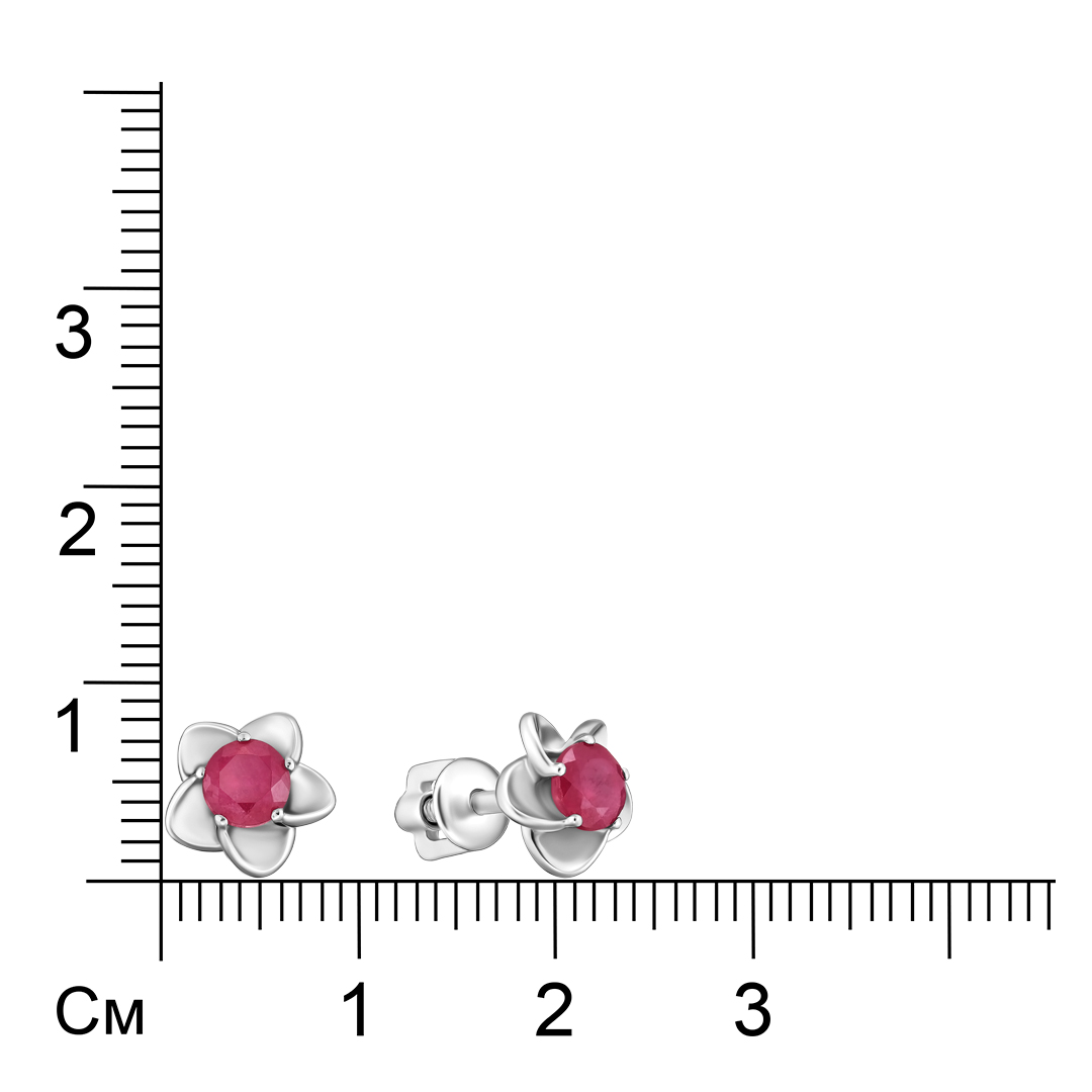 Серебряные серьги-пусеты 925 пробы; вставки 2 Рубин F/Г2 0,751