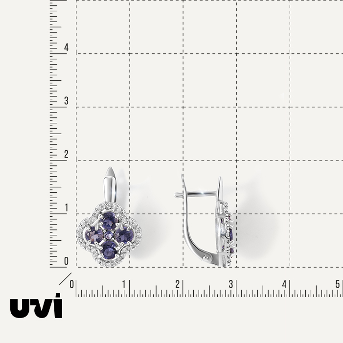 Серебряные серьги с иолитами "Клевер"