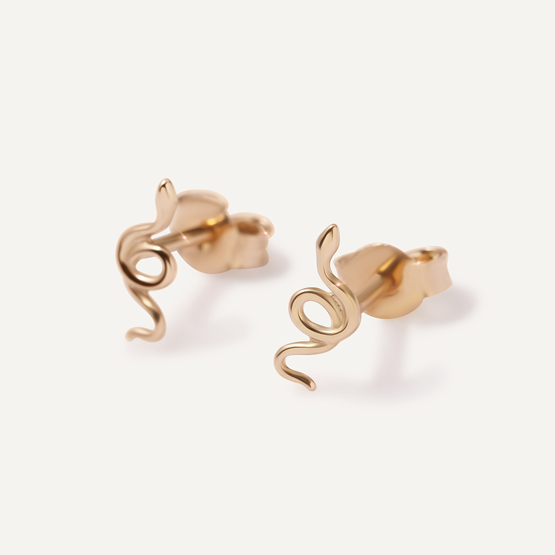 Серьги-пусеты из желтого золота "Змеи"