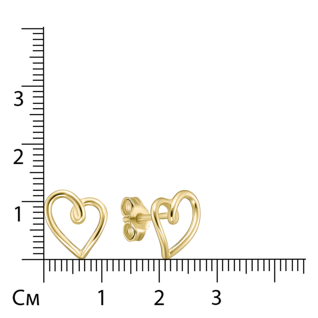 Серьги-пусеты из желтого золота "Сердца"