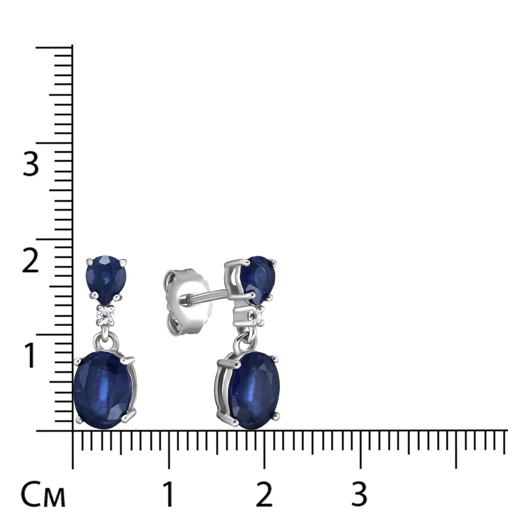 Серебряные серьги-пусеты с сапфирами