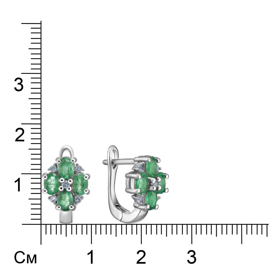 Серебряные серьги с изумрудами