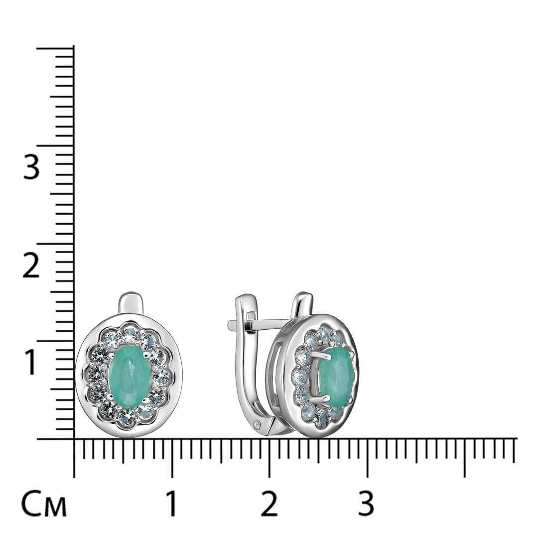 Серебряные серьги с изумрудами