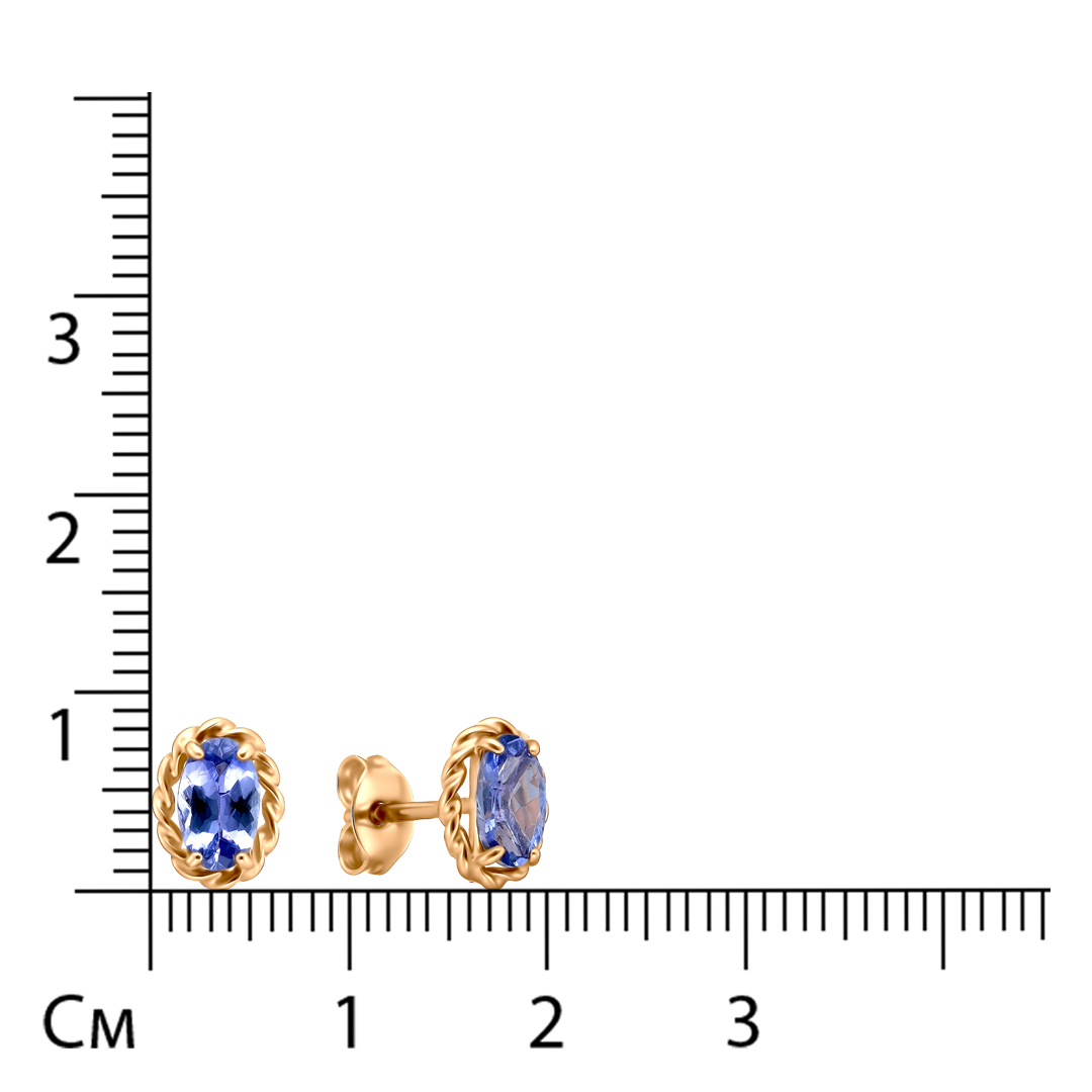 Серьги-пусеты из золота с танзанитами