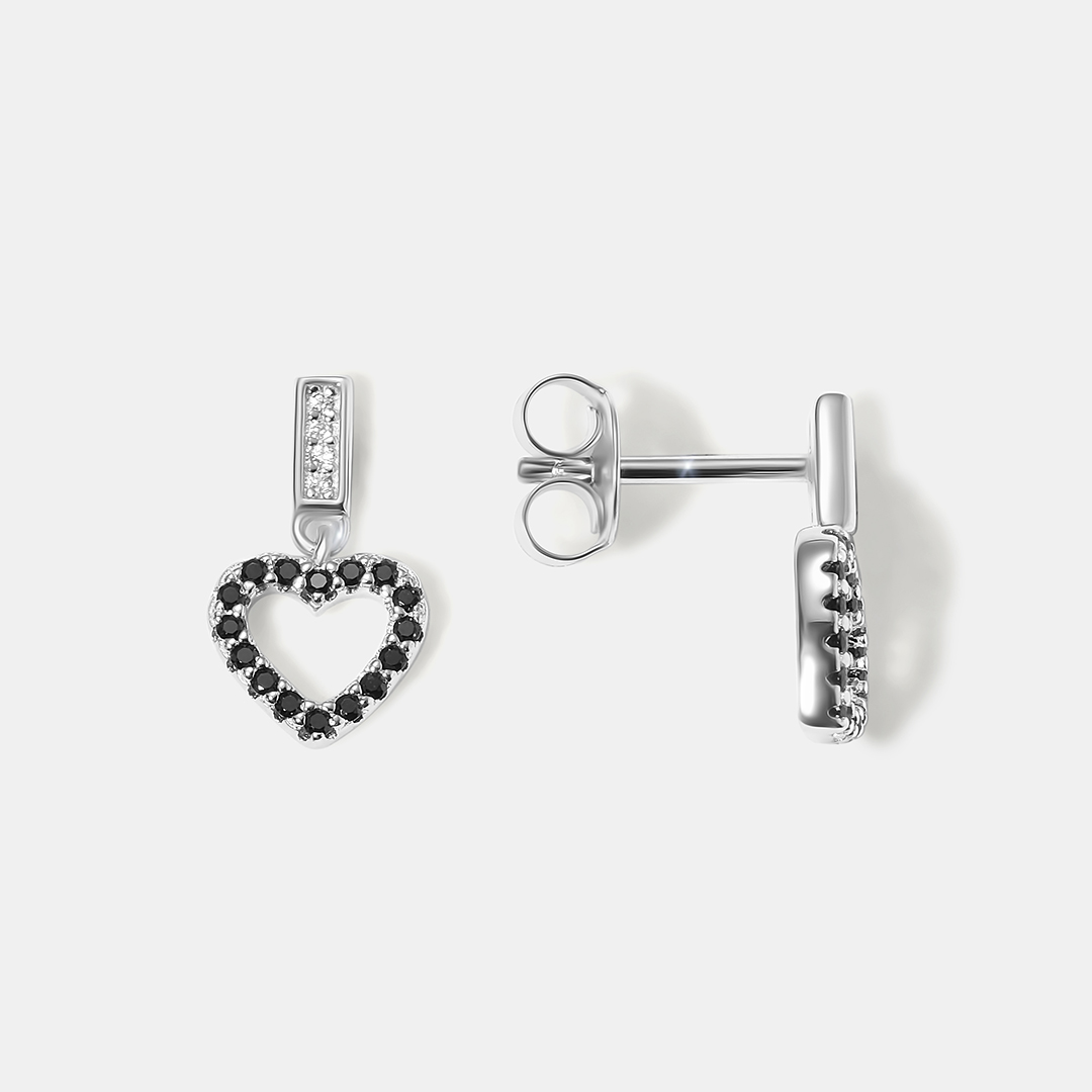Серебряные серьги с кубическим цирконием "Сердца"