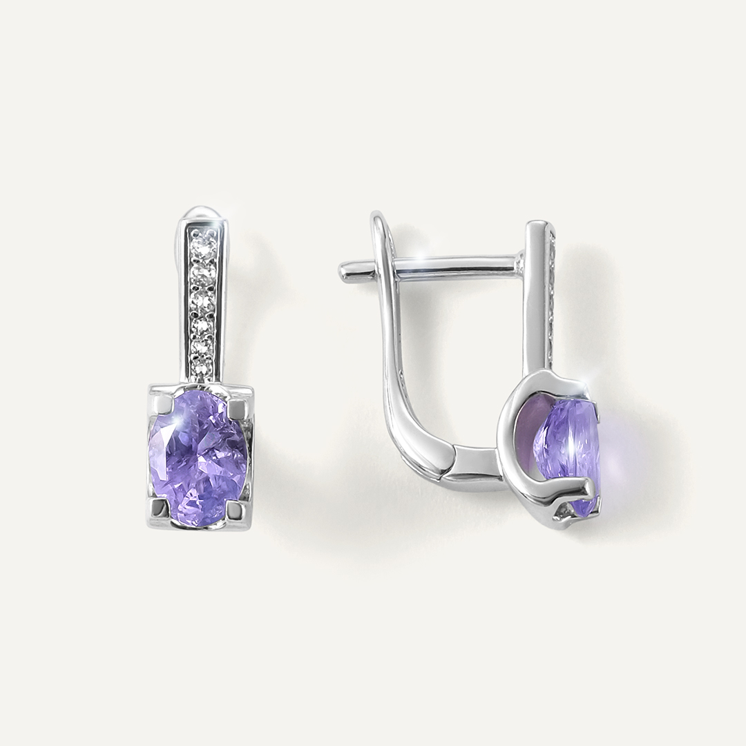 Серебряные серьги с танзанитами