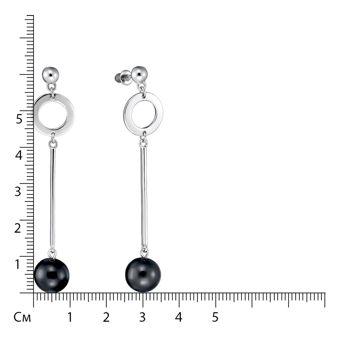 Серебряные серьги 925 пробы; вставки Керамика черная;