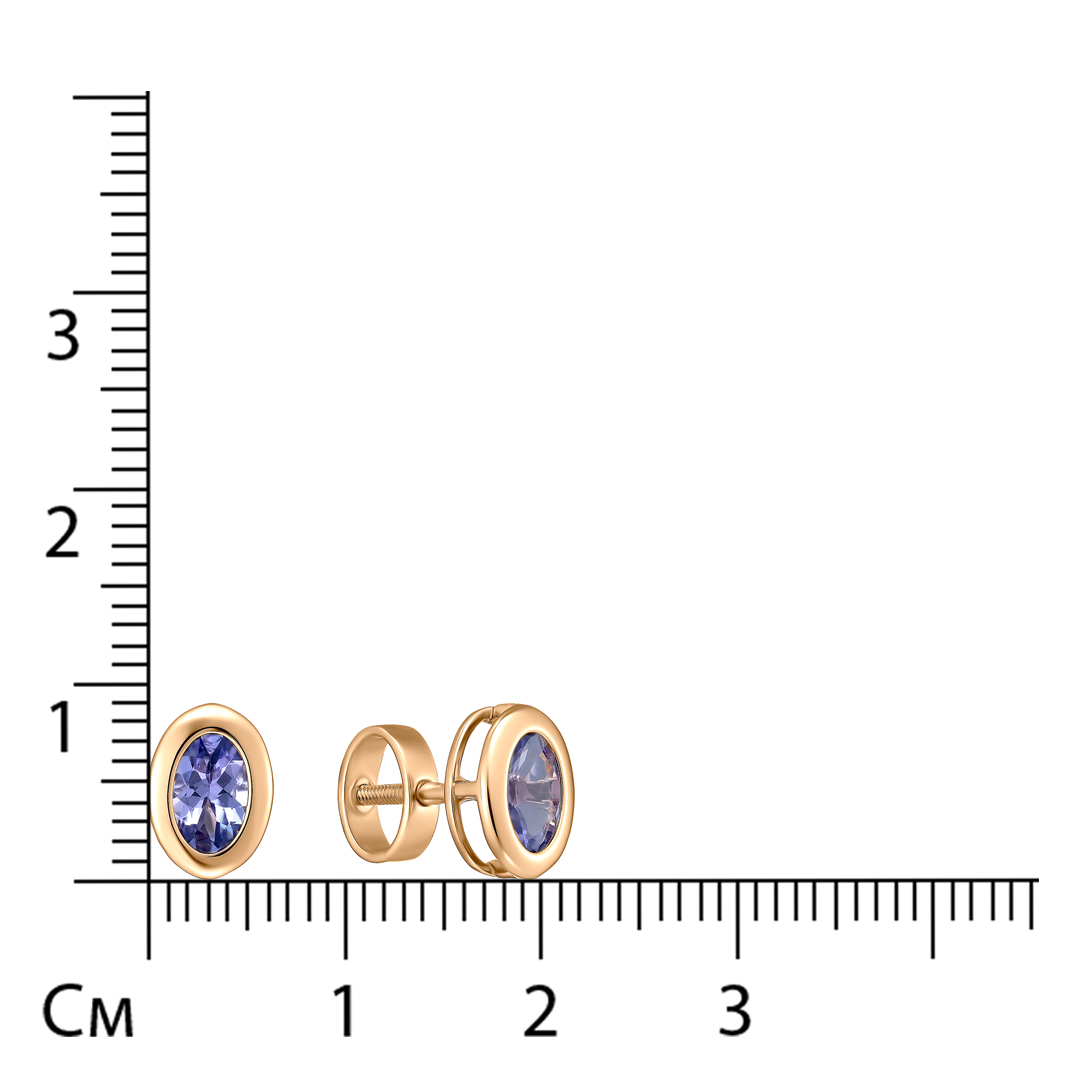 Серьги-пусеты из золота с танзанитами