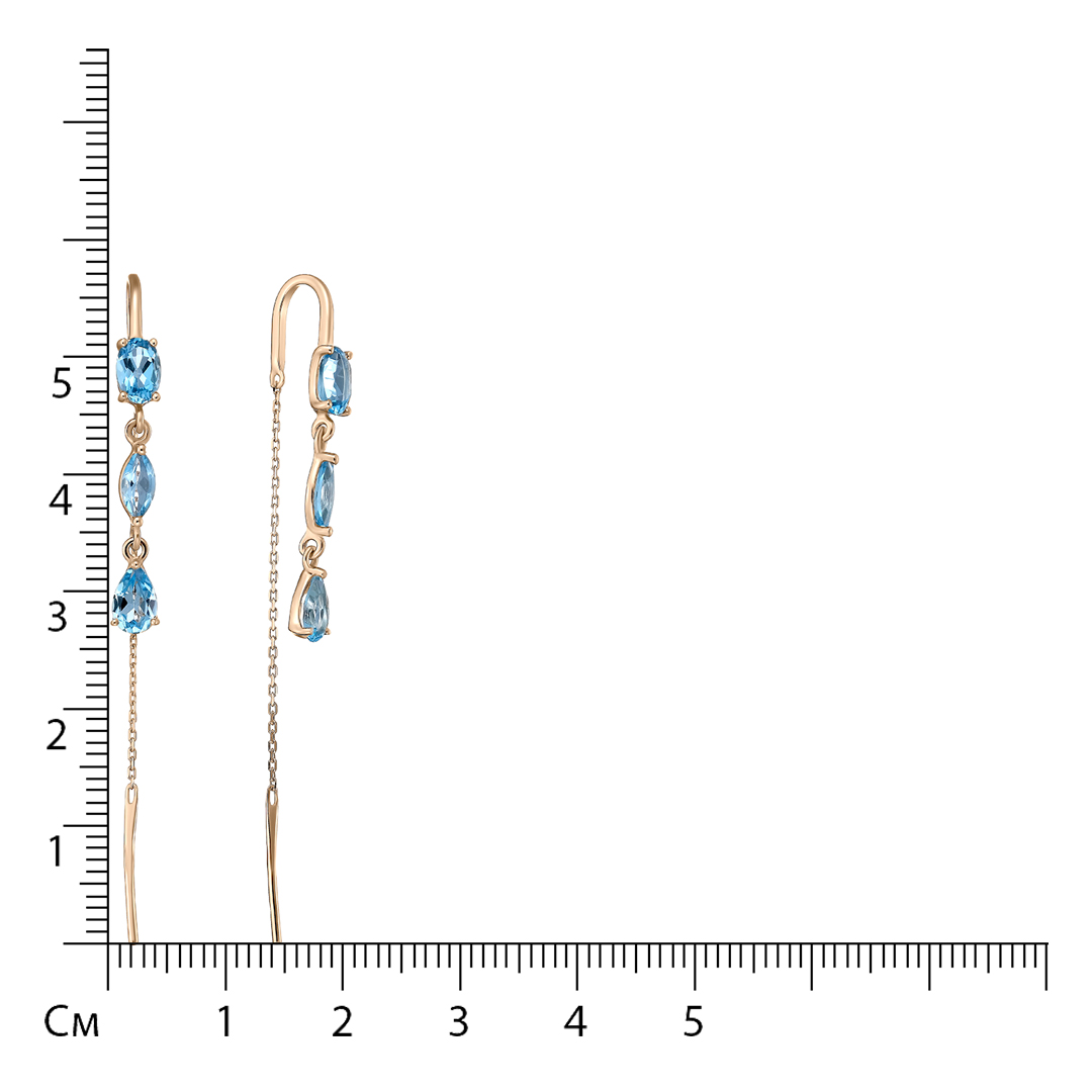 Серьги-протяжки из золота с топазами swiss