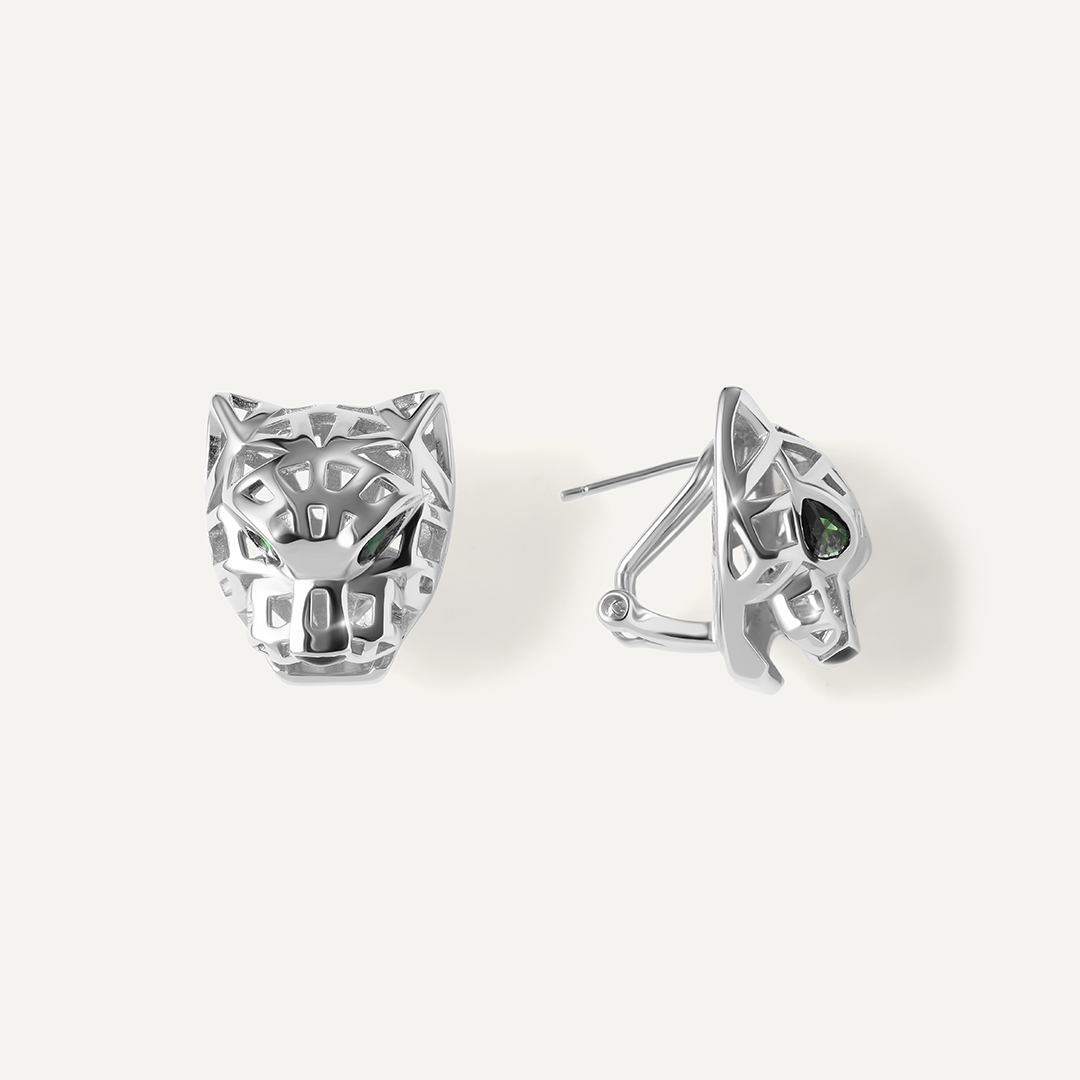 Серебряные серьги с кубическим цирконием "Пантеры"