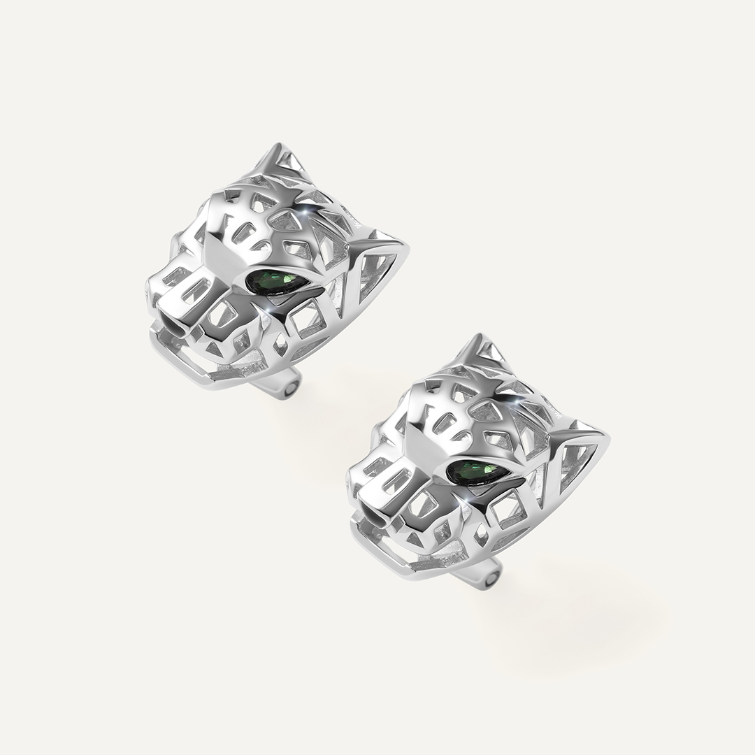 Серебряные серьги с кубическим цирконием "Пантеры"