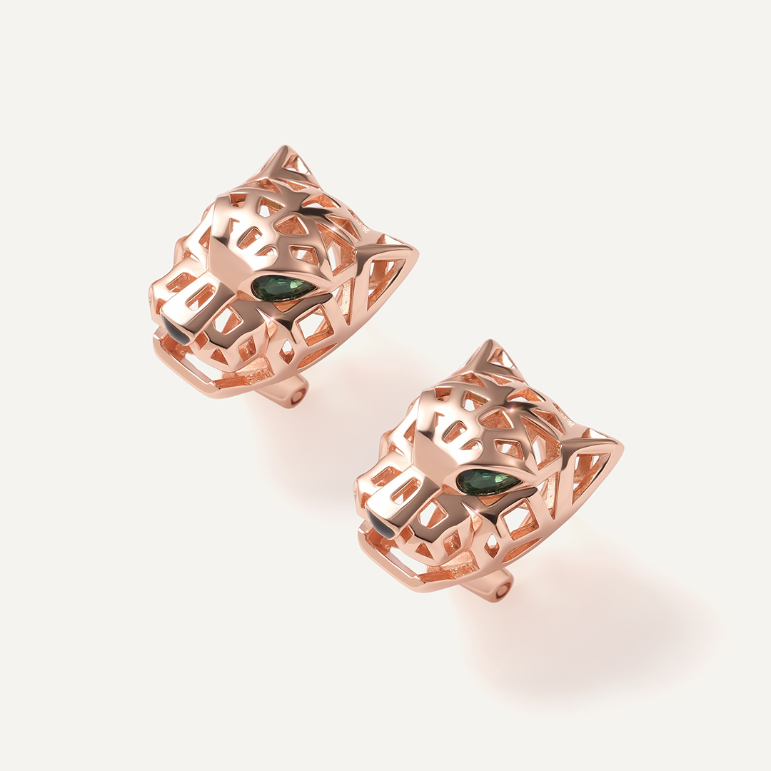 Серебряные серьги с кубическим цирконием "Пантеры"