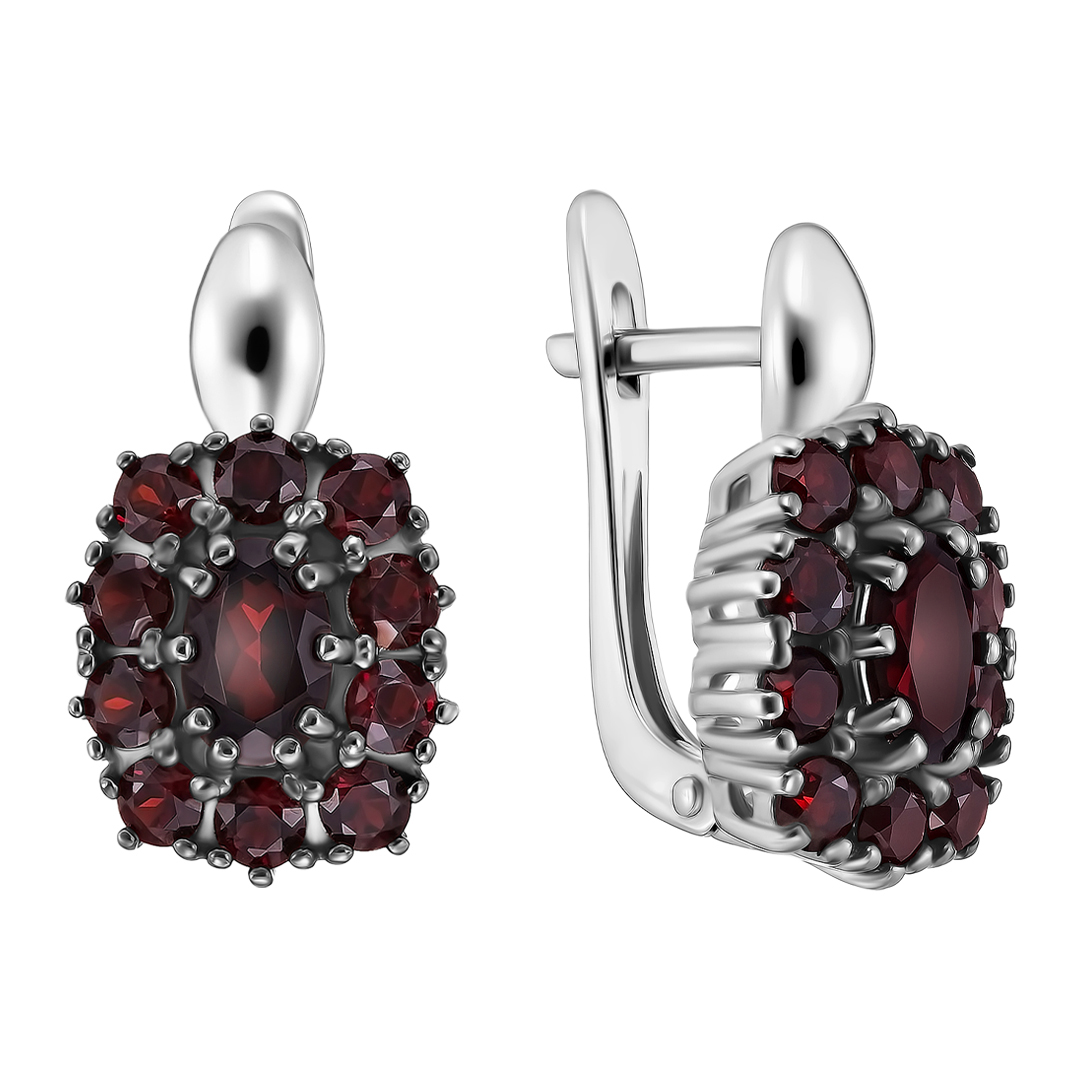 Серебряные серьги с гранатами