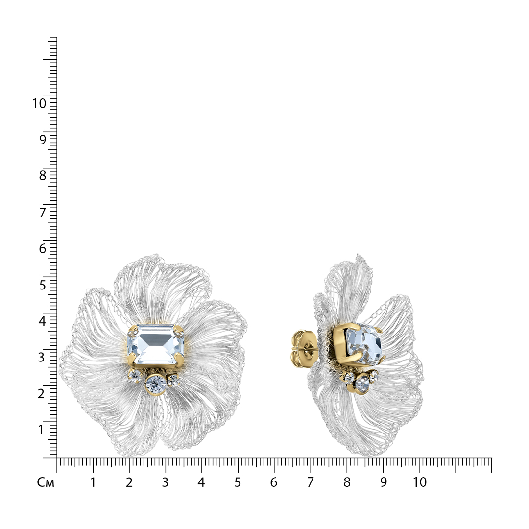 Бижутерные серьги с ювелирным стеклом "Цветы"