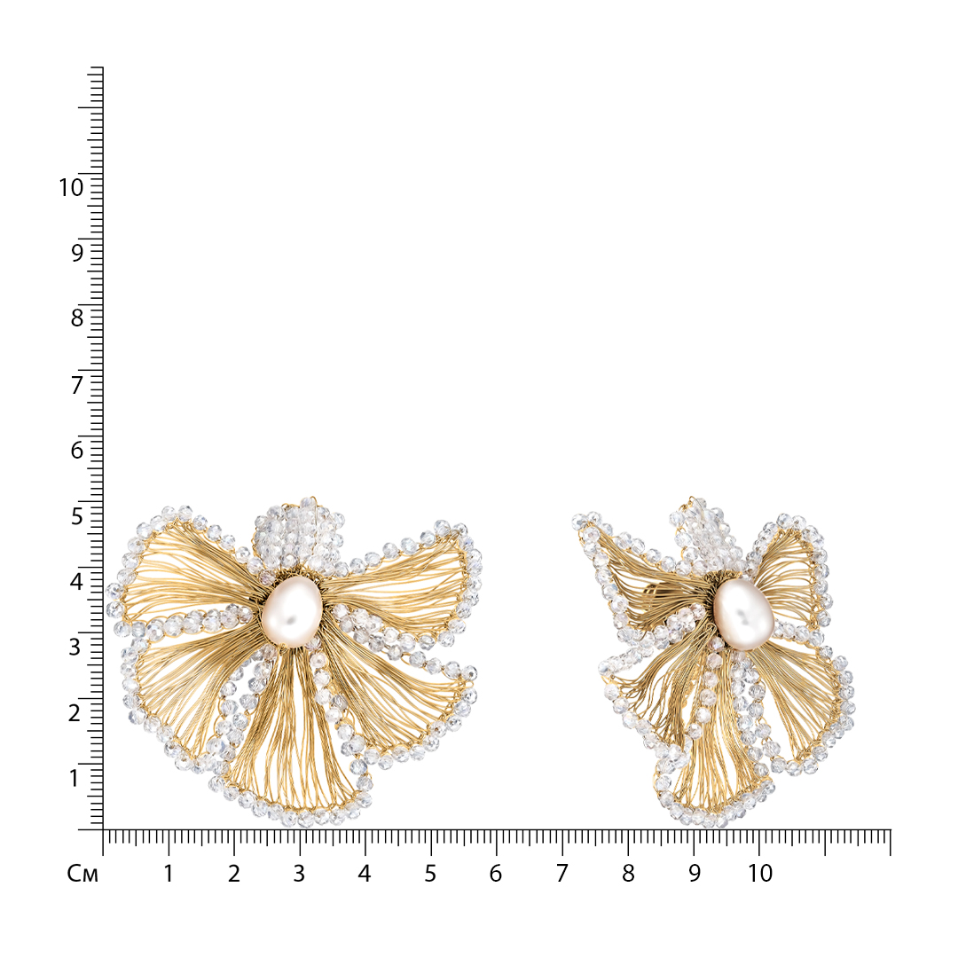 Бижутерные серьги с розовым жемчугом "Цветы"