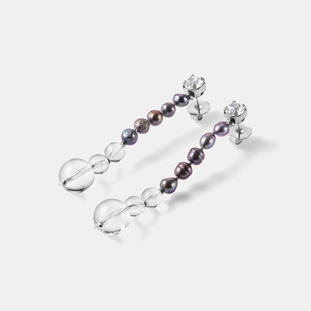 Бижутерные серьги с черным жемчугом