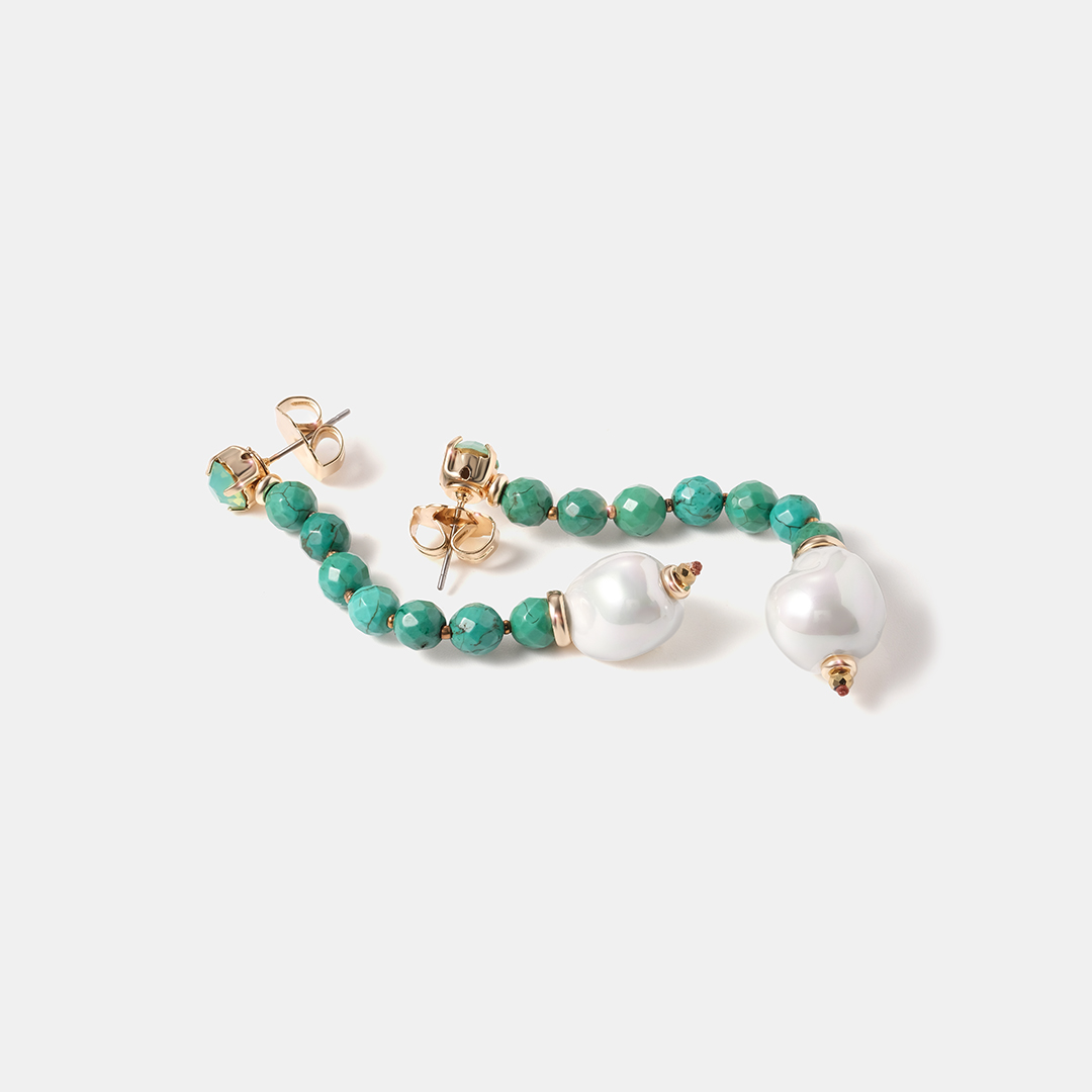 Бижутерные серьги с жемчугом и бирюзой