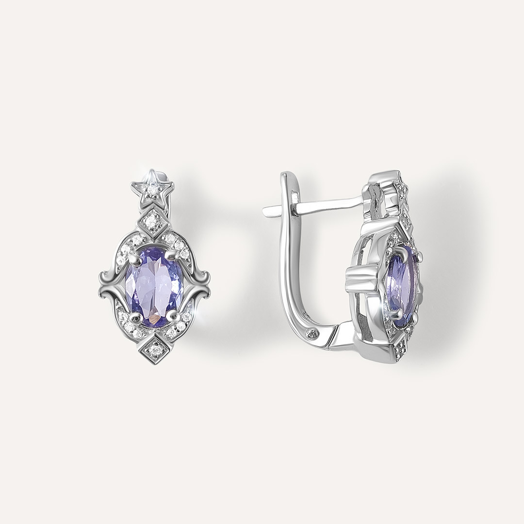 Серебряные серьги с танзанитами