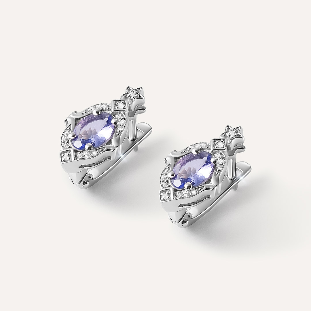 Серебряные серьги с танзанитами