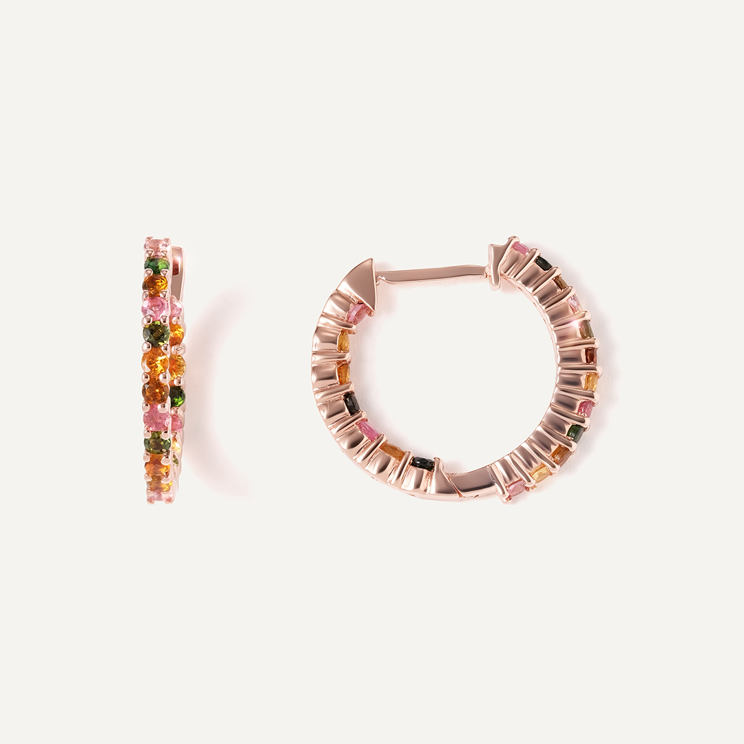 Серебряные серьги-конго с турмалинами