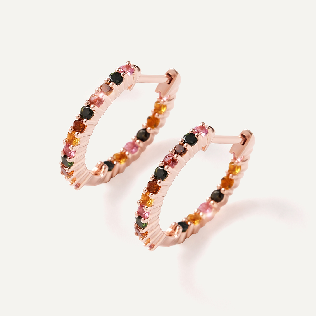 Серебряные серьги-конго с турмалинами