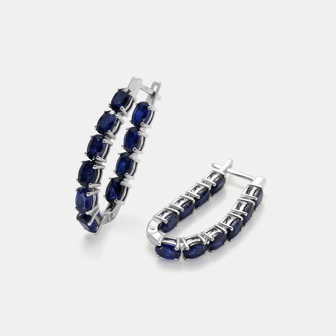 Серебряные серьги 925 пробы; вставки 20 Сапфир 0,69ct F/2;