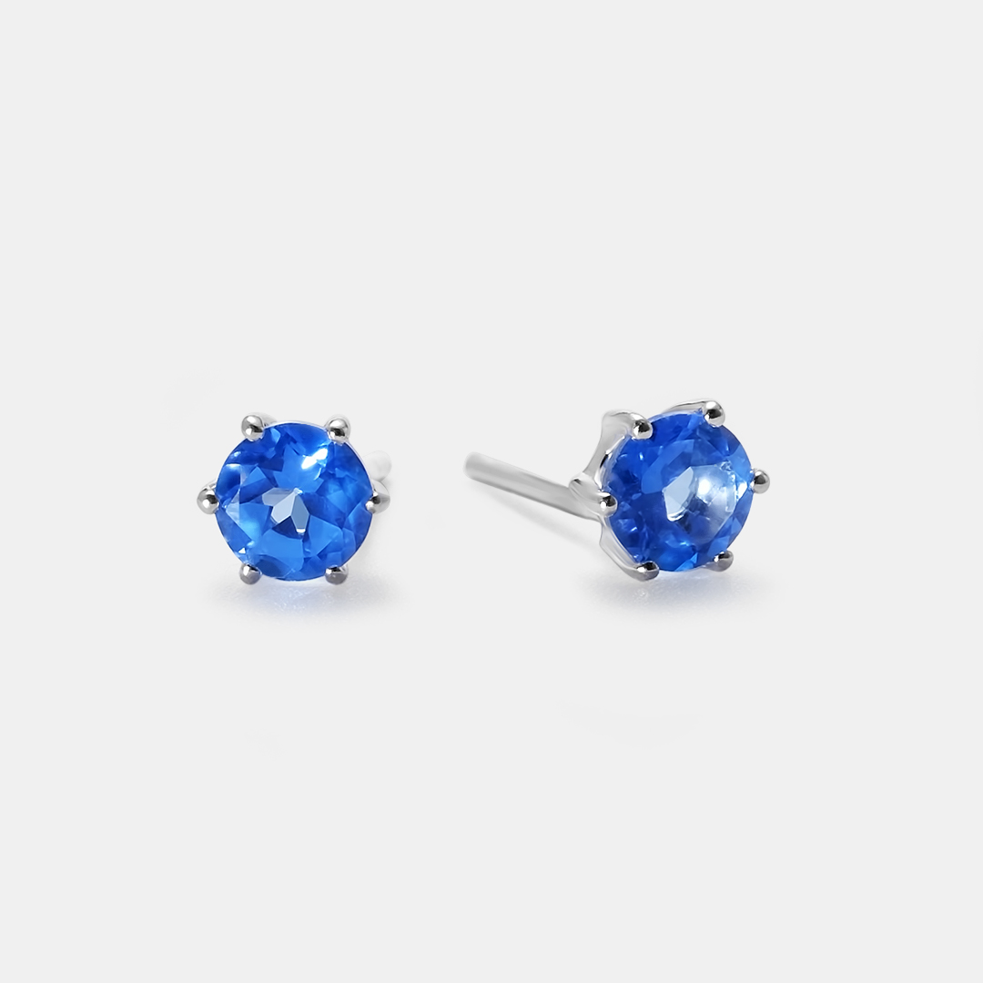 Серебряные серьги-пусеты 925 пробы; вставки 2 Топаз 1,18ct;