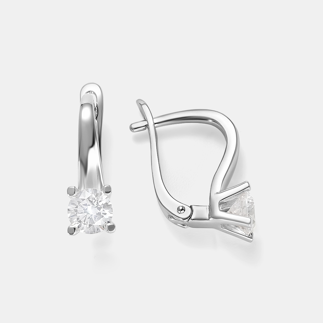 Серебряные серьги 925 пробы; вставки 2 Куб. Цирконий бесцв.;