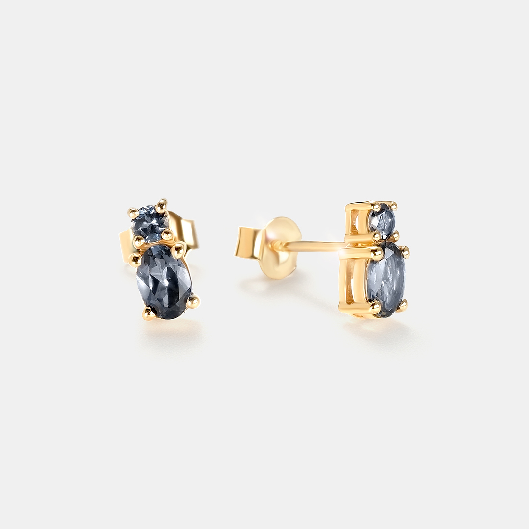 Серебряные серьги 925 пробы; вставки 4 Шпинель серая 1,24ct;
