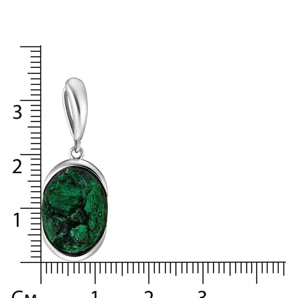 Серебряная подвеска 925 пробы; оксидирование; вставки 1 Дуплет (Малахит плисовый/полимер);