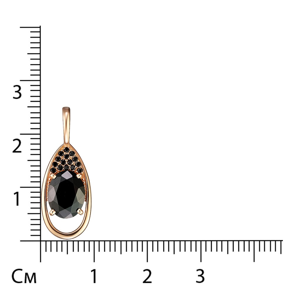 Серебряная подвеска 925 пробы; вставки 1 Шпинель черн.; 15 Фианит черн.;