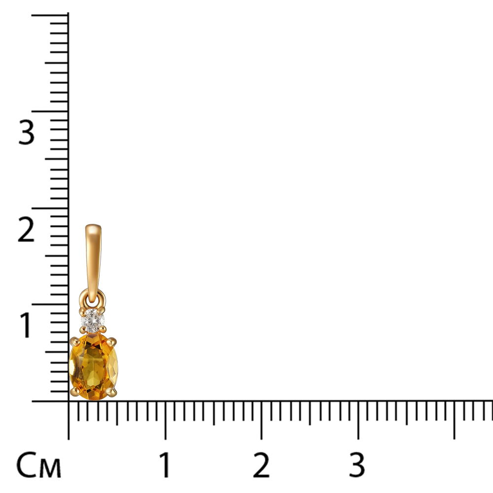 Серебряная подвеска 925 пробы; вставки 1 Цитрин; 1 Фианит бесцв.;