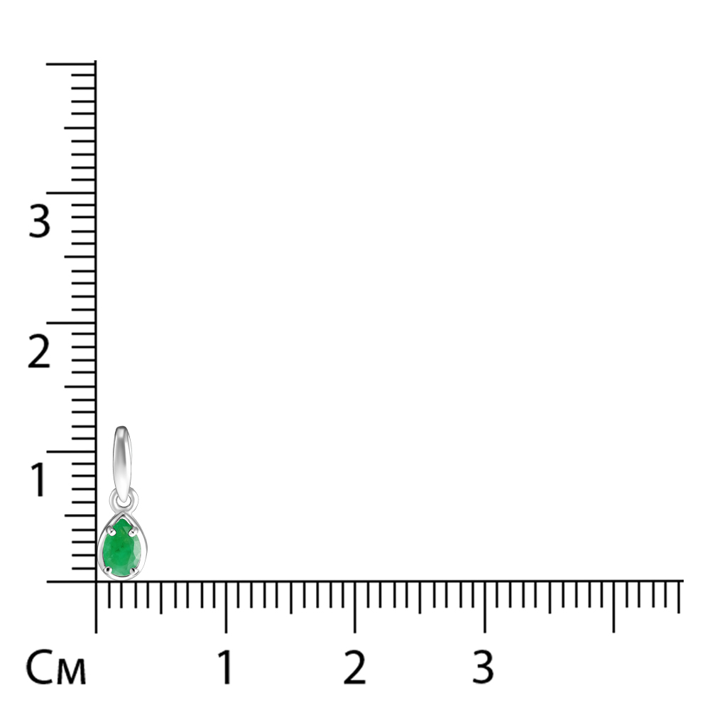 Золотая подвеска 585 пробы; белое золото; родий; вставки 1 Изумруд (F) 0,172 3/3