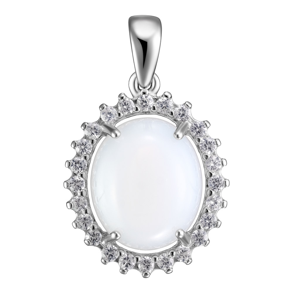 Серебряная подвеска 925 пробы; вставки 1 Опалит; 24 Фианит бесцв.;